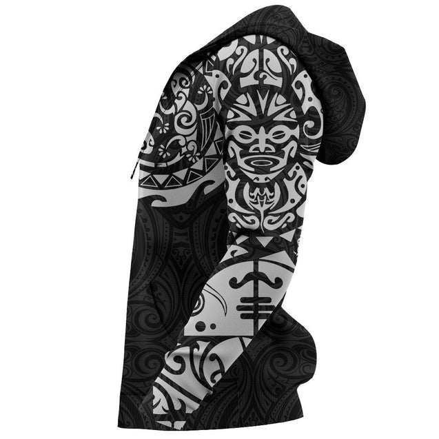 Maori Tangaroa Tattoo New Zealand All Over Hoodie - White NVD-Apparel-Dung Van-Hoodie-S-Vibe Cosy™