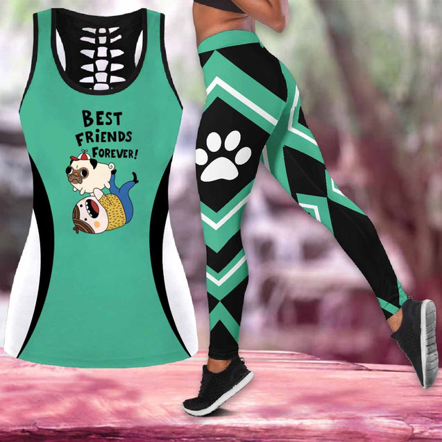 Pug Best Friends Forever tank top & leggings outfit for women PL280303-Apparel-PL8386-S-S-Vibe Cosy™