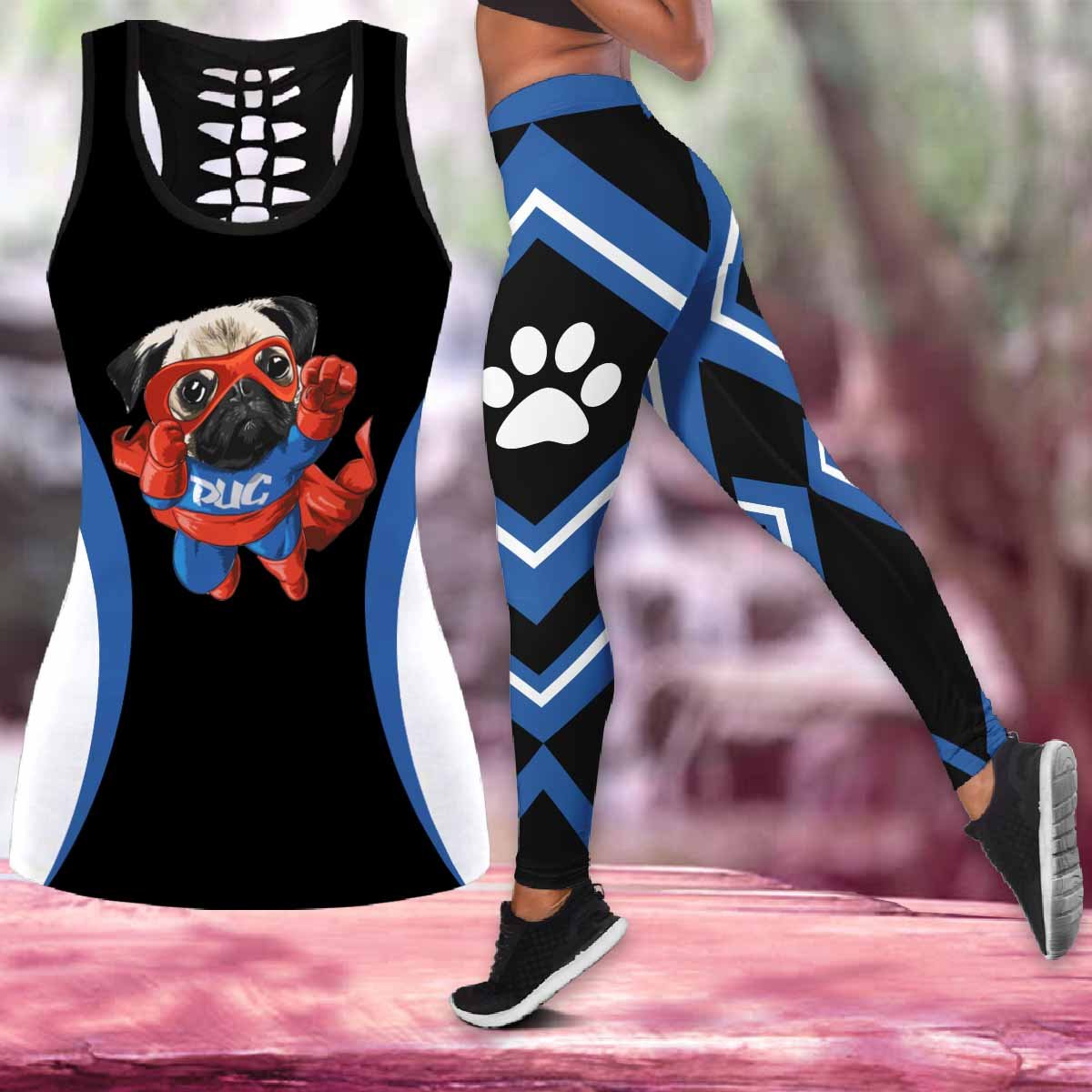 Super Pug tank top & leggings outfit for women PL280302-Apparel-PL8386-S-S-Vibe Cosy™