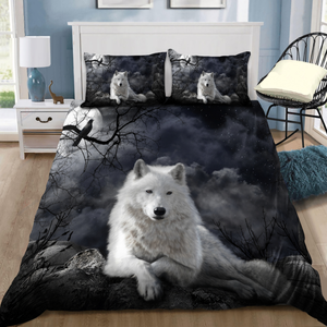 Awesome Night White Wolf Bedding Set MEI10032005-MEI