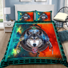 Awesome Fire And Ice Wolf Bedding Set MEI