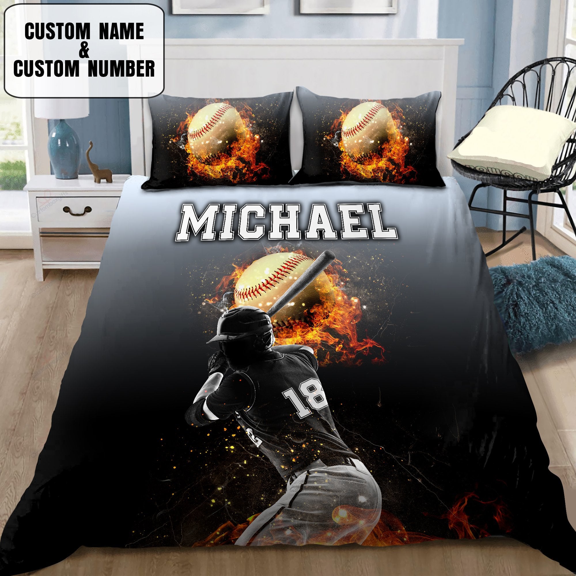 Baseball custom name bedding set MH0509201