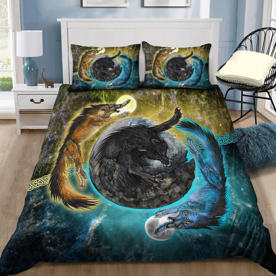 Viking Wolves Sun And Moon Bedding Set MH2109201-MEI