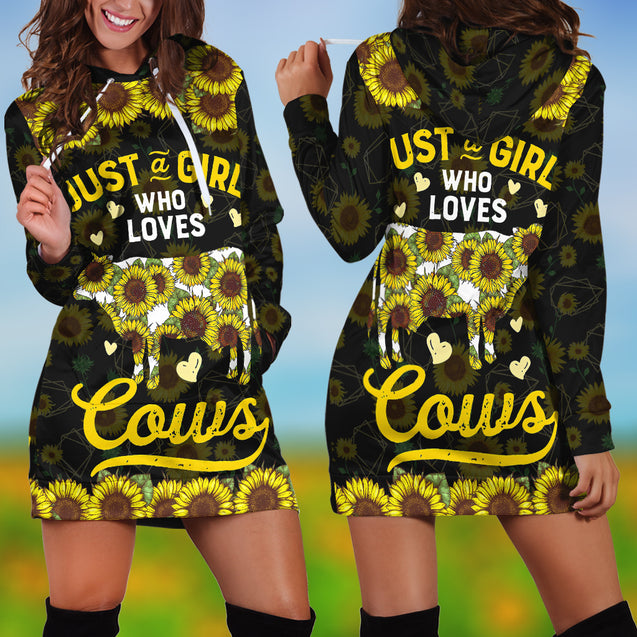 Just a Girl who loves Cows Hoodie Dress