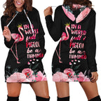 3D All Over Be A Flamingo In A Flock Of Pigeons Hoodie Dress NTN08222002-MEI