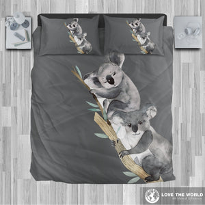 Australian bedding set- Koala Australia duvet cover NN8-BEDDING SETS-HP Arts-Bedding Set - Black - Australian bedding set- Koala Australia duvet cover black NN8-Queen/Full-Vibe Cosy™