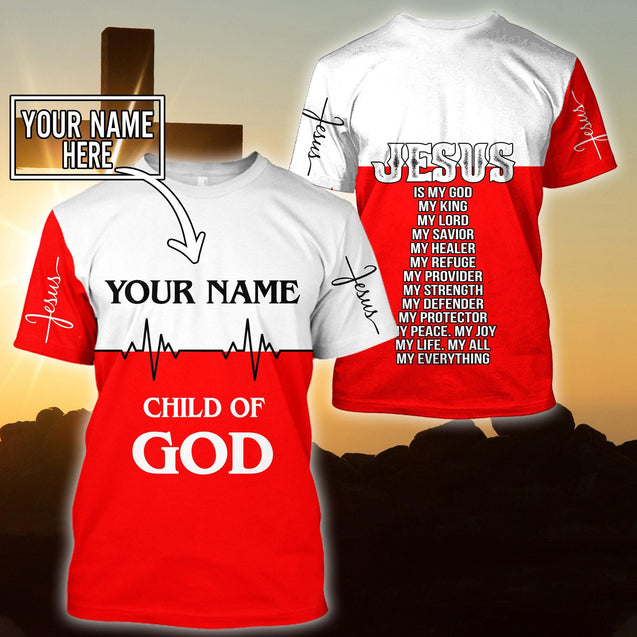 Premium Christian Jesus Custom Name 3D Printed Unisex Shirts