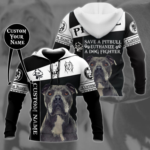 Personalized Save A Pitbull Euthanize A Dog Fighter Hoodie Shirt for Men and Women HHT07102011