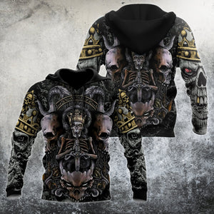 Skull King All Over Printed Hoodie For Men And Women MEI