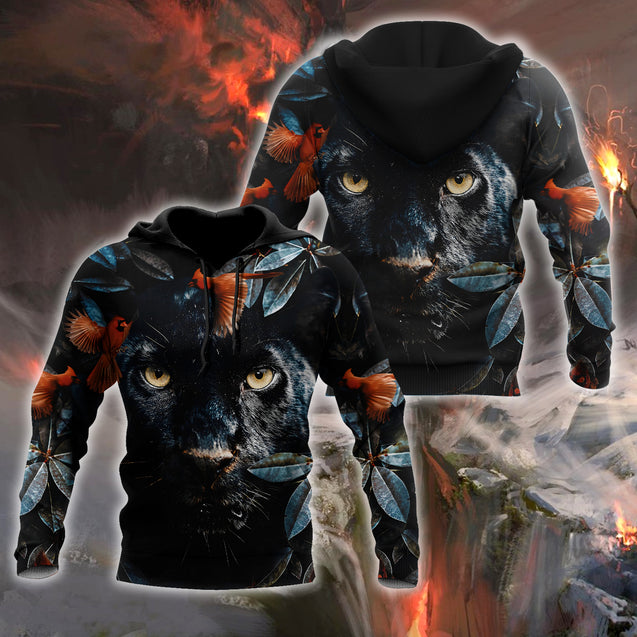 Flower Black Panther Over Printed Hoodie