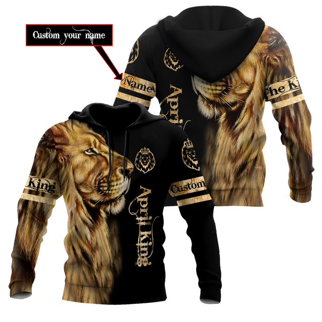 Custom Name April King Lion  3D All Over Printed  Unisex Shirts