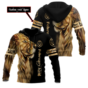 Custom Name February King Lion  3D All Over Printed  Unisex Shirt