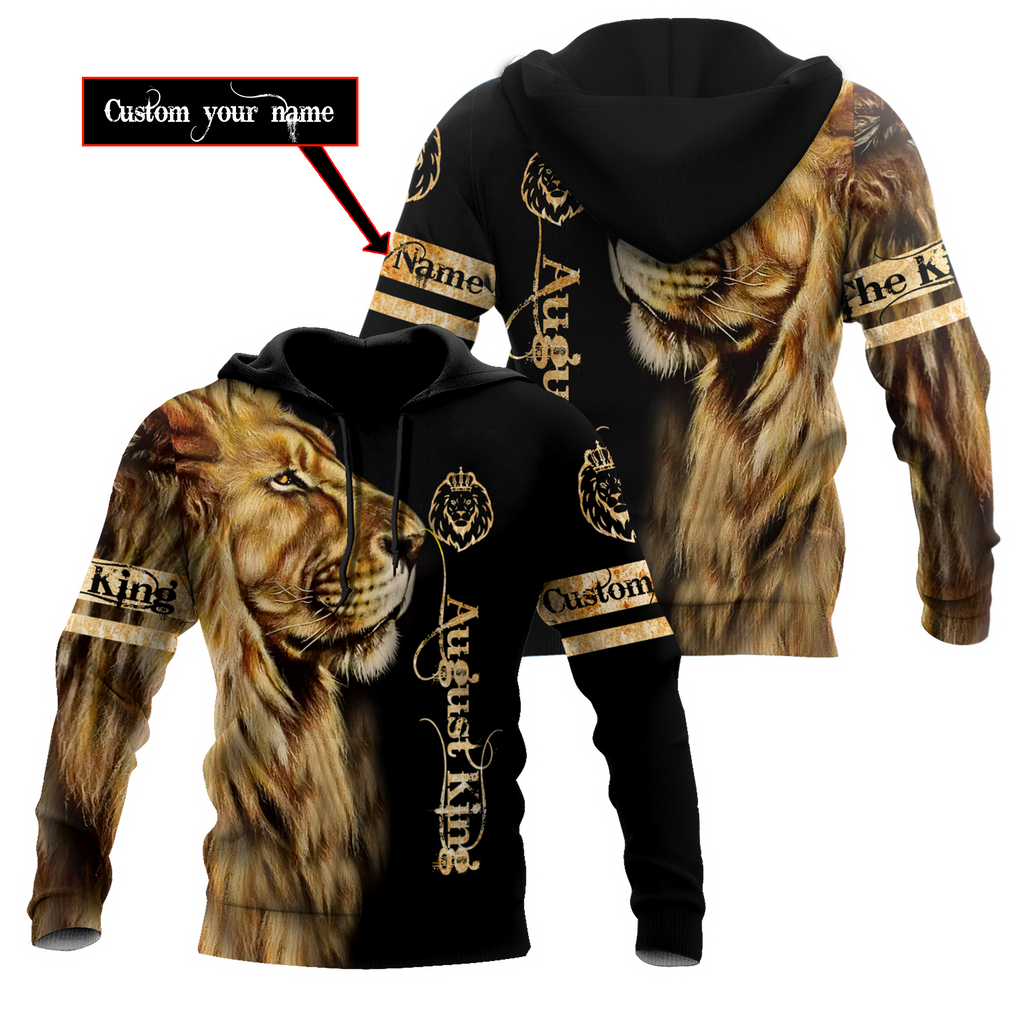 Custom Name August King Lion 3D All Over Printed Unisex Shirt