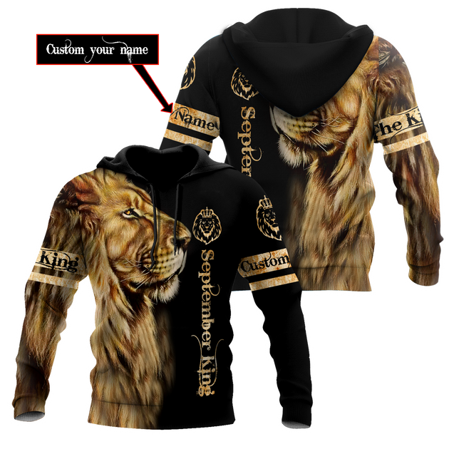 Custom Name September King Lion  3D All Over Printed Unisex Shirts