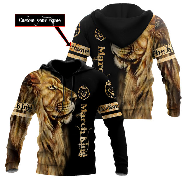 Custom Name March King Lion 3D All Over Printed Unisex Shirt