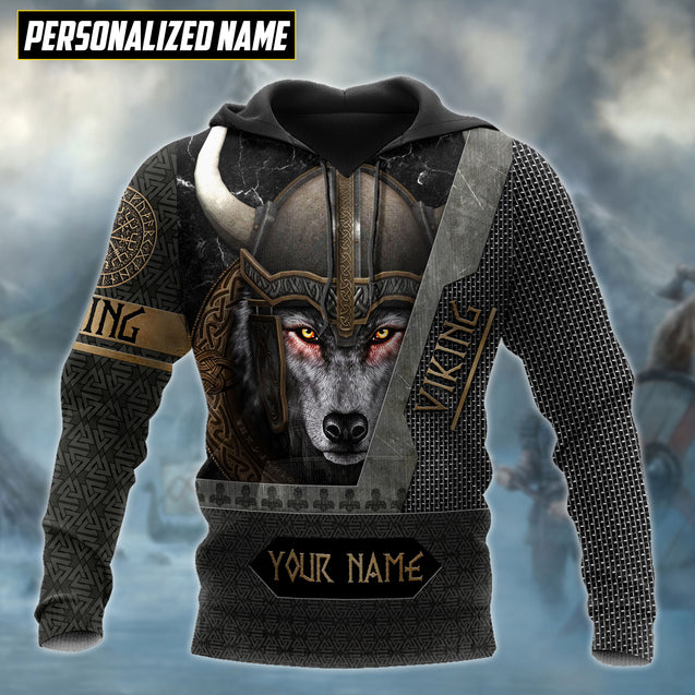 Customize Name Viking Wolf 3D All Over Printed Unisex Shirt