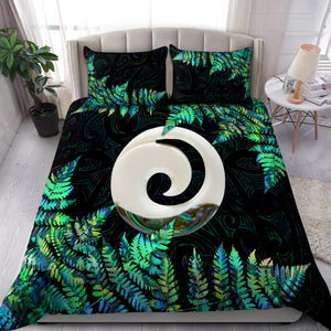 Koru Spiral Silver Fern Paua Shell Bedding Set DL1006205