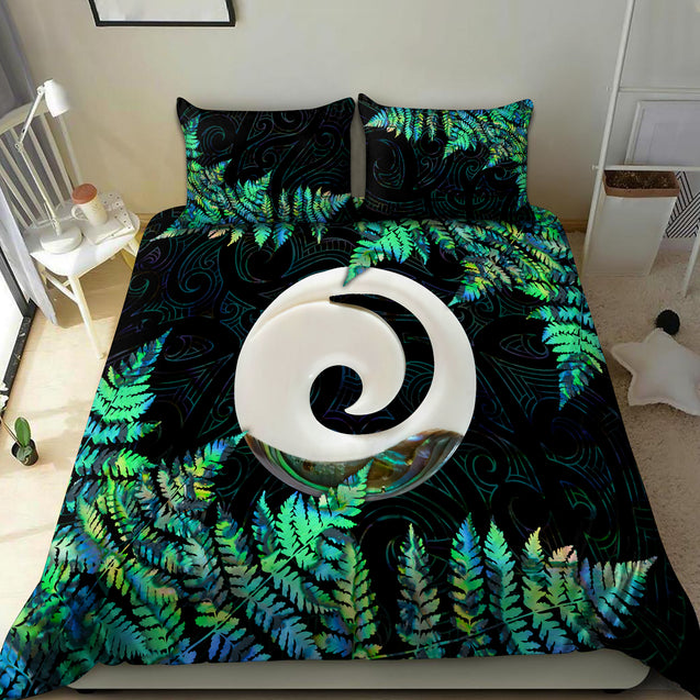 Koru Spiral Silver Fern Paua Shell Bedding Set DL1006205