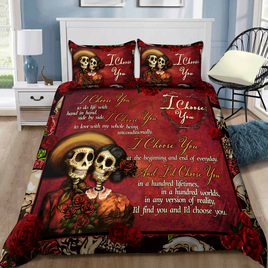 Sugar Skull Couple-I Choose You Love Gift Bedding Set Pi11082003