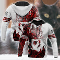 Love Black Cat Tattoo red 3D all over shirts for men and women