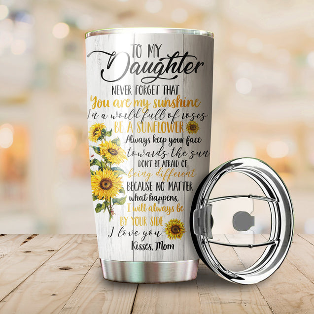 To My Daughter Sunflower Personalized Stainless Steel Tumbler 20 Oz Pi210307-Tumbler-NM-Vibe Cosy™