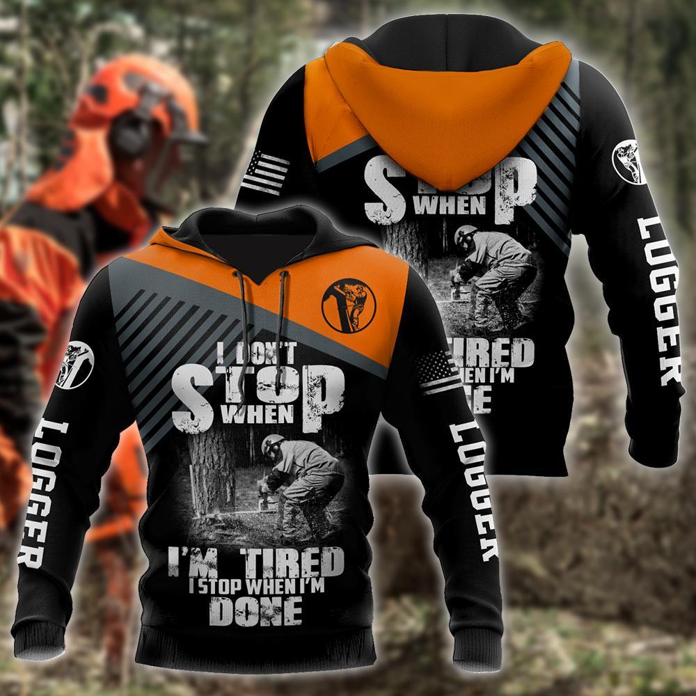 Logger Chainsaw I'm Stop When I Am Done Orange Unisex Shirts