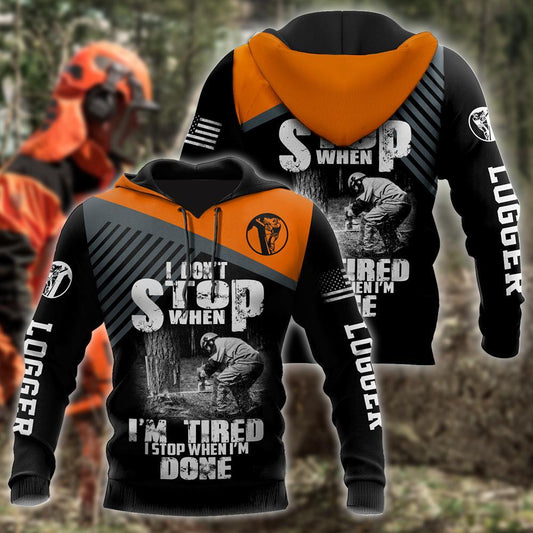 Logger Chainsaw I'm Stop When I Am Done Orange Unisex Shirts