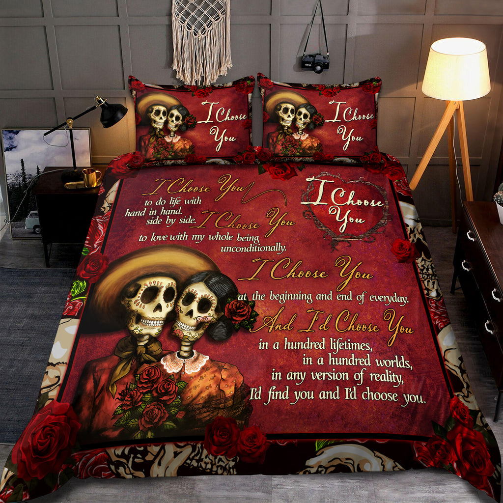 Sugar Skull Couple-I Choose You Love Gift Bedding Set Pi11082003