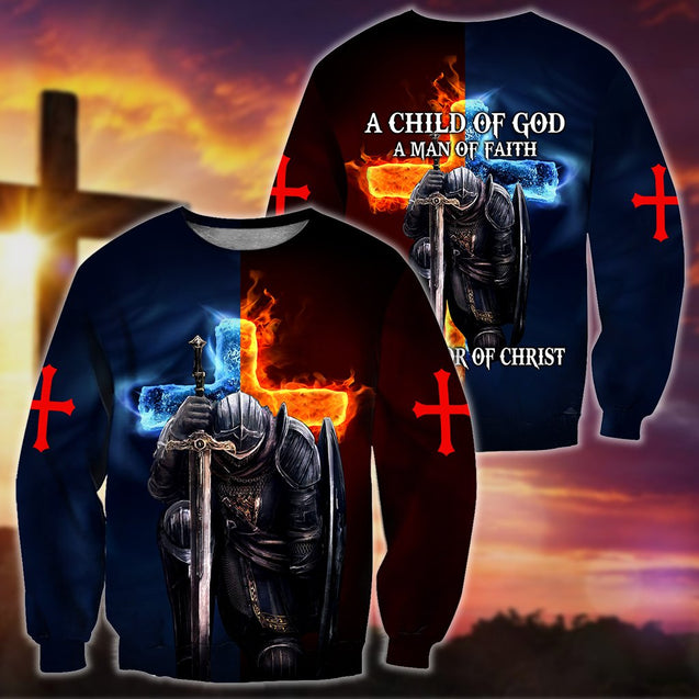 Knight Templars A Child Of God A Man Of Faith A Warrior Of Christ 3D All Over Printed Shirts For Men and Women Pi05092004S