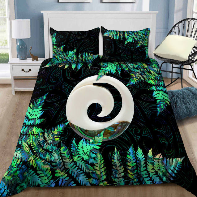 Koru Spiral Silver Fern Paua Shell Bedding Set DL1006205