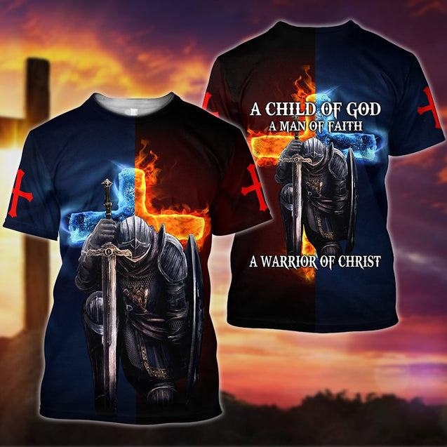 Knight Templars A Child Of God A Man Of Faith A Warrior Of Christ 3D All Over Printed Shirts For Men and Women Pi05092004S