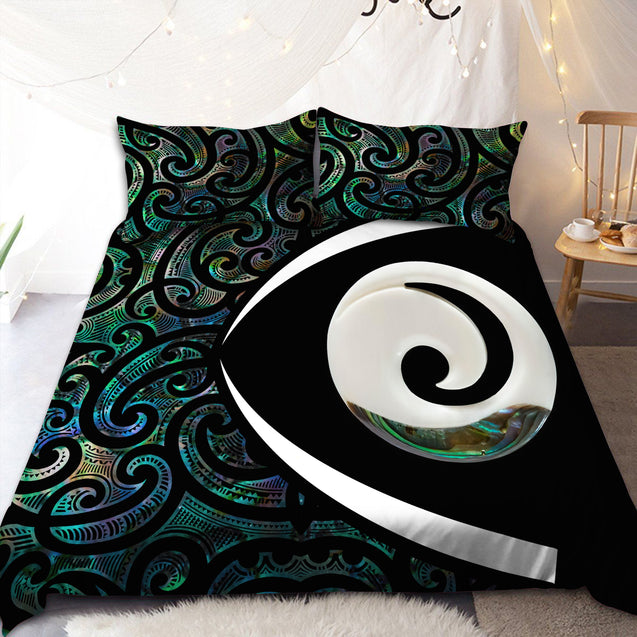 Koru Spiral Silver Fern Paua Shell Bedding set DL20292004