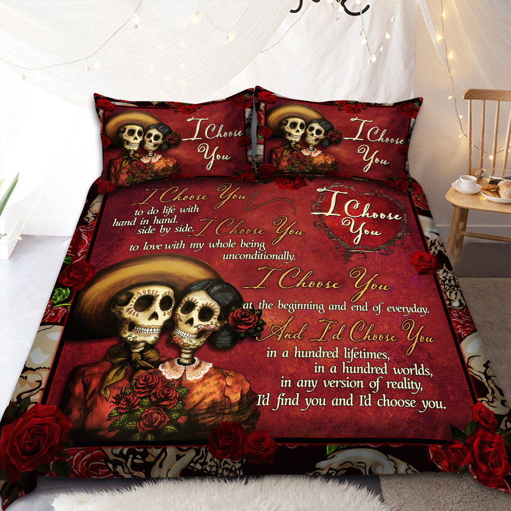 Sugar Skull Couple-I Choose You Love Gift Bedding Set Pi11082003