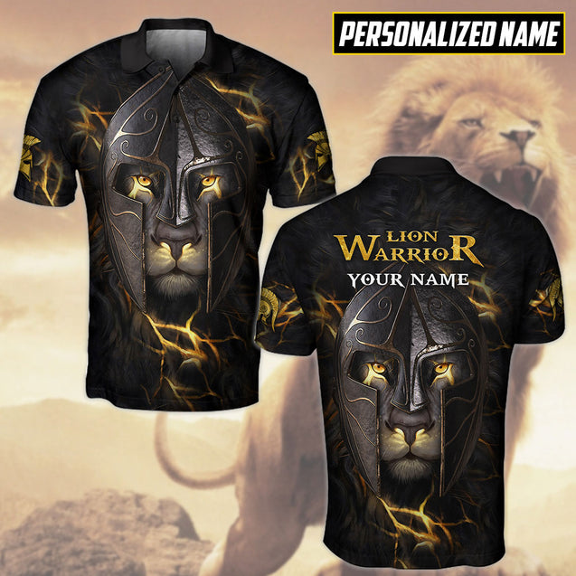 Custom Name Lion Warrior 3D All Over Printed Shirt for Men and Women