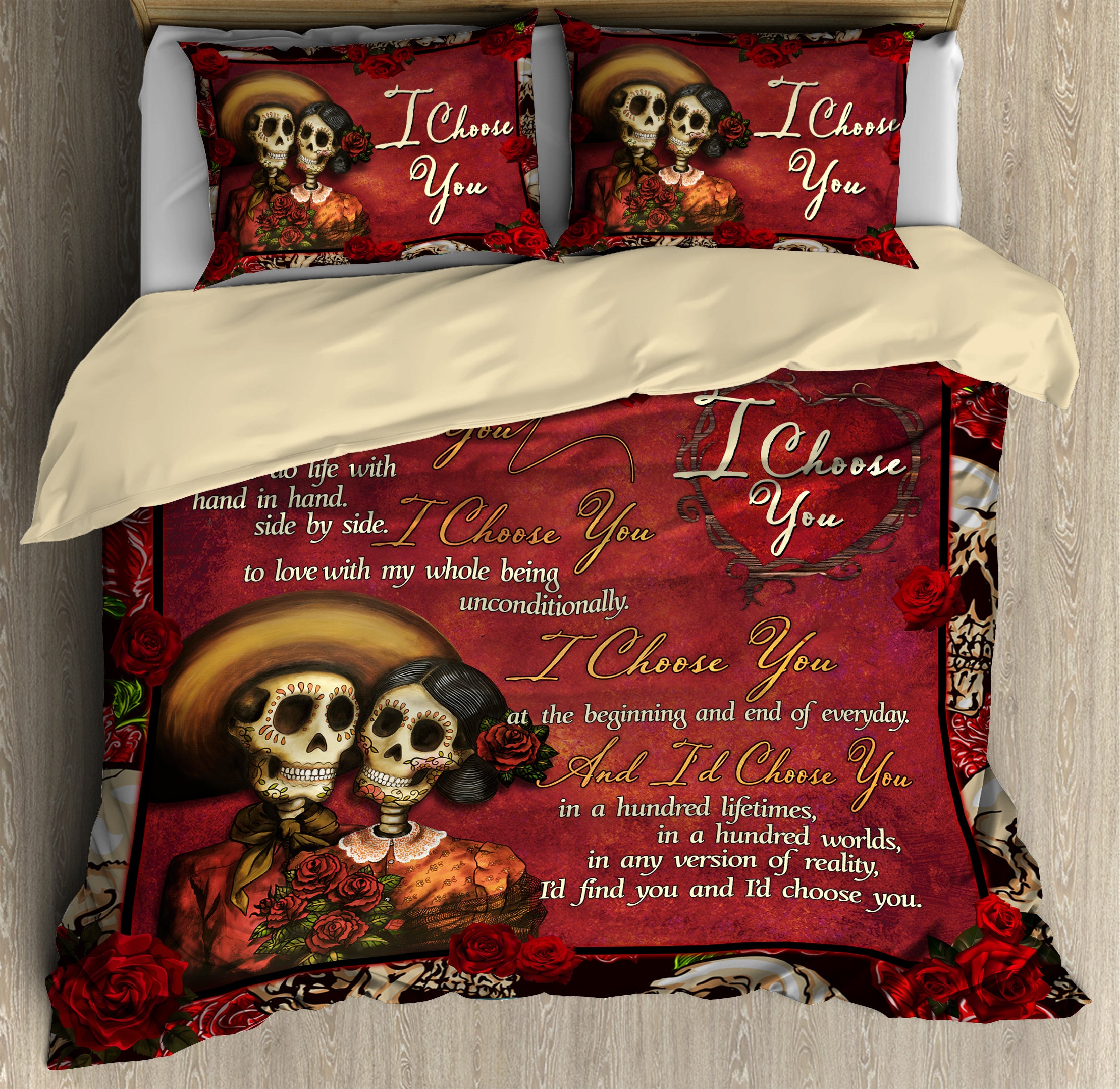 Sugar Skull Couple-I Choose You Love Gift Bedding Set Pi11082003