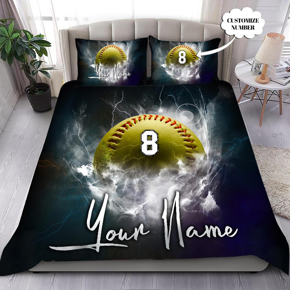 Softball & Baseball Love Custom Bedding Set with Your Name and Your Number MH1007203-Quilt-SUN-King-Vibe Cosy™
