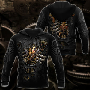 Steampunk Mechanic Skull All Over Printed Hoodie For Men and Women Pi21102002