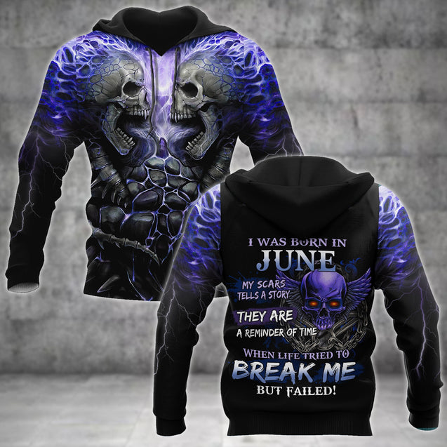 June Guy Skull 3D All Over Printed Unisex Hoodie