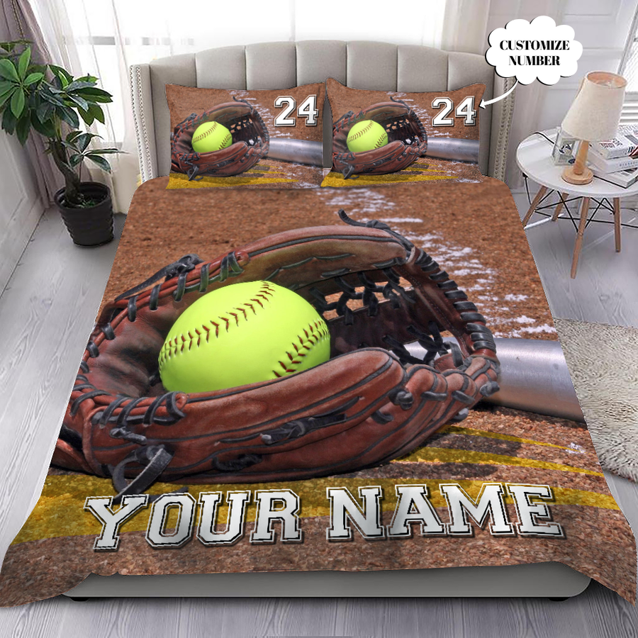 Softball & Baseball Love Custom Bedding Set with Your Name and Your Number MH1007201-Quilt-SUN-King-Vibe Cosy™