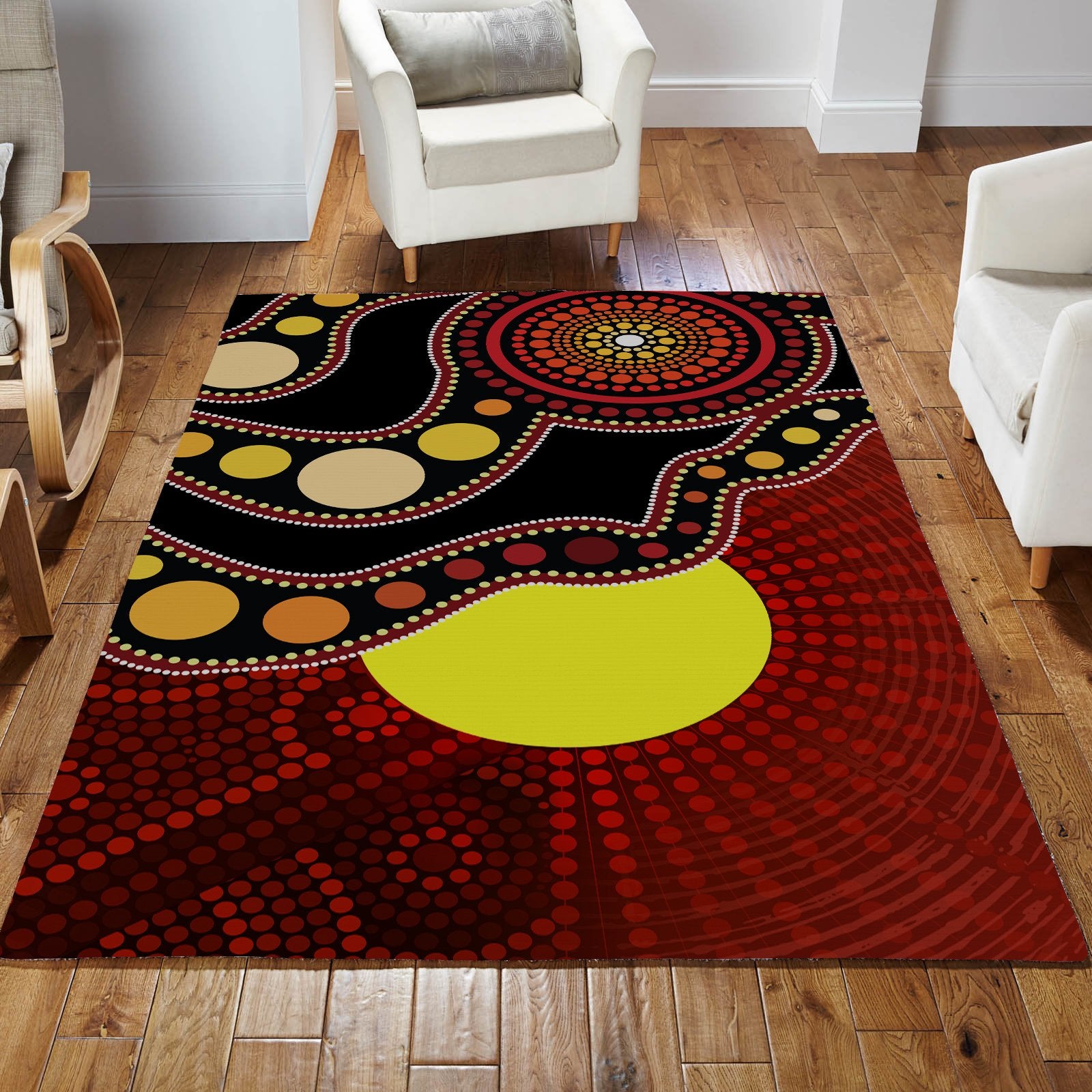 Aboriginal Flag Circle Dot Australia Indigenous Painting Art Rug