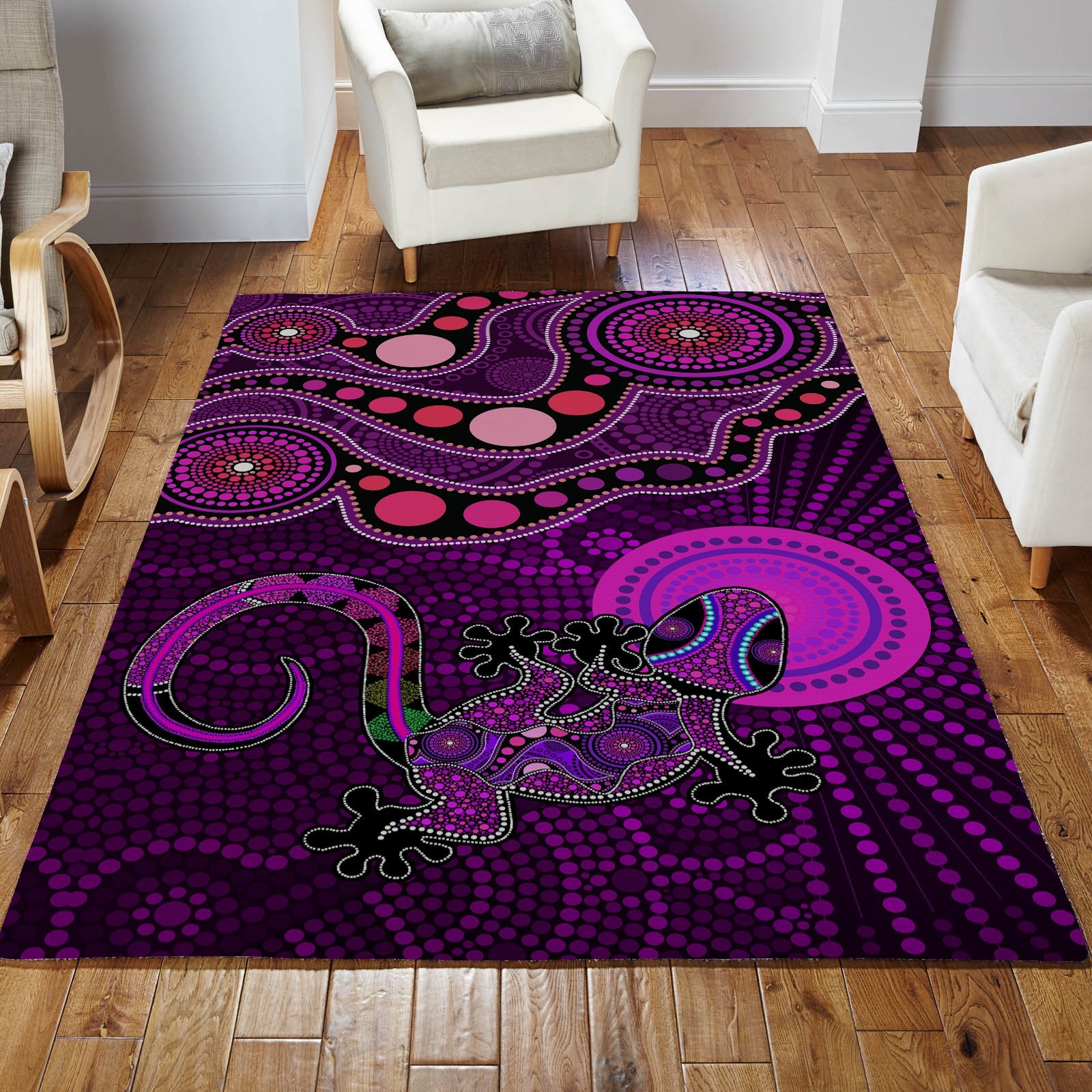 Aboriginal Purple The Lizard and The Sun Australia Indigenous Rug