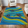 Aboriginal Blue Turtles Australia Indigenous Painting Art Rug