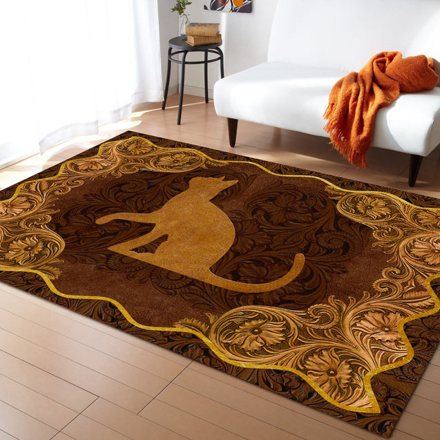 Love Cat antique golden frame 3d printed Rug