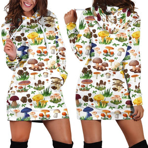 All Over Printing Many Mushroom Hoodie Dress-Apparel-Phaethon-Hoodie Dress-S-Vibe Cosy™