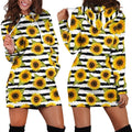 All Over Printing Yellow Sunflower Hoodie Dress-Apparel-Phaethon-Hoodie Dress-S-Vibe Cosy™