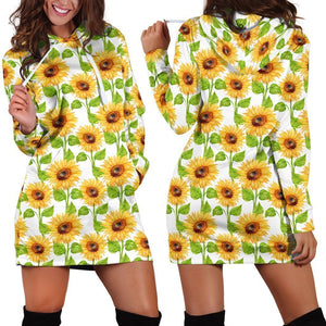 All Over Printing Beautiful Sunflowers Hoodie Dress-Apparel-Phaethon-Hoodie Dress-S-Vibe Cosy™