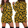 All Over Printing Sunflower Hoodie Dress-Apparel-Phaethon-Hoodie Dress-S-Vibe Cosy™