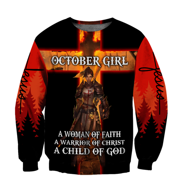 October Girl Warrior of Christ 3D All Over Print  Hoodie DD08282001