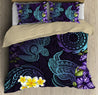 Cook Islands Beautiful Purple Turtles Tipani Hibiscus Tattoo Bedding Set