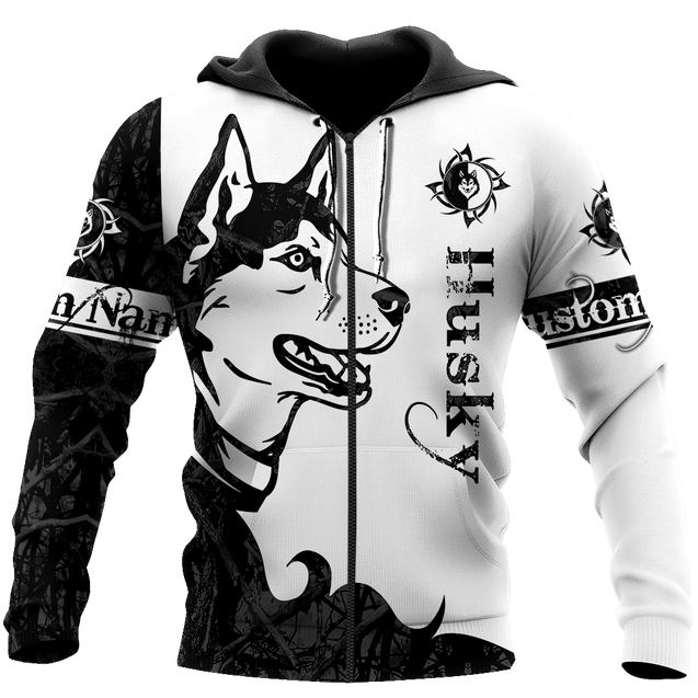 Husky black custom 3d hoodie shirt for men and women DD08122003S